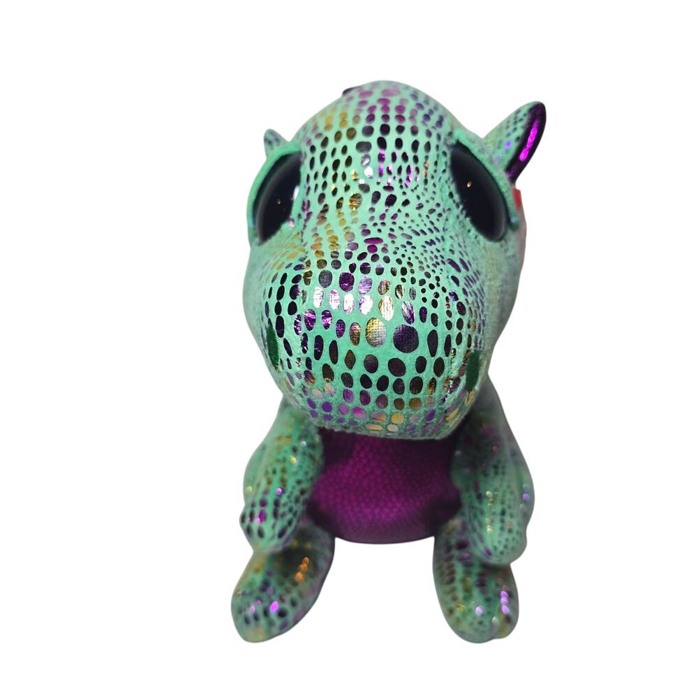 TY Beanie Boos BIG‎ EYED CINDER GREEN & PURPLE DRAGON 5" Plush STUFFED ANIMAL